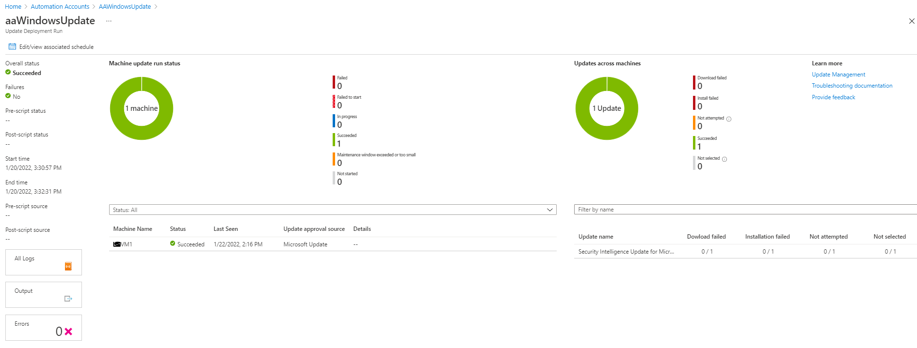 Automate Windows Update With Azure Automation Accounts